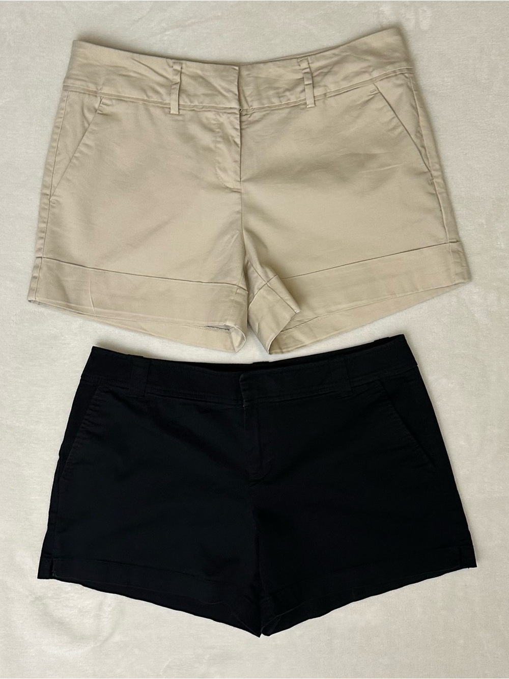 New York & Company Two-Pack Chino Shorts — Black and Beige